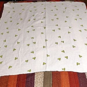 Baby Swaddling Blanket White w/ Frogs by Aden + Anais 100% Cotton